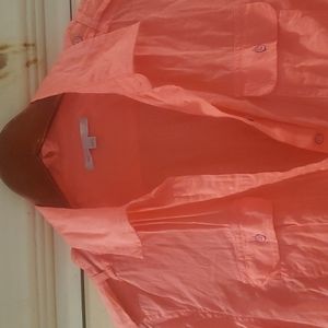 Rayon Cotton Button down Shirt Coral xs
